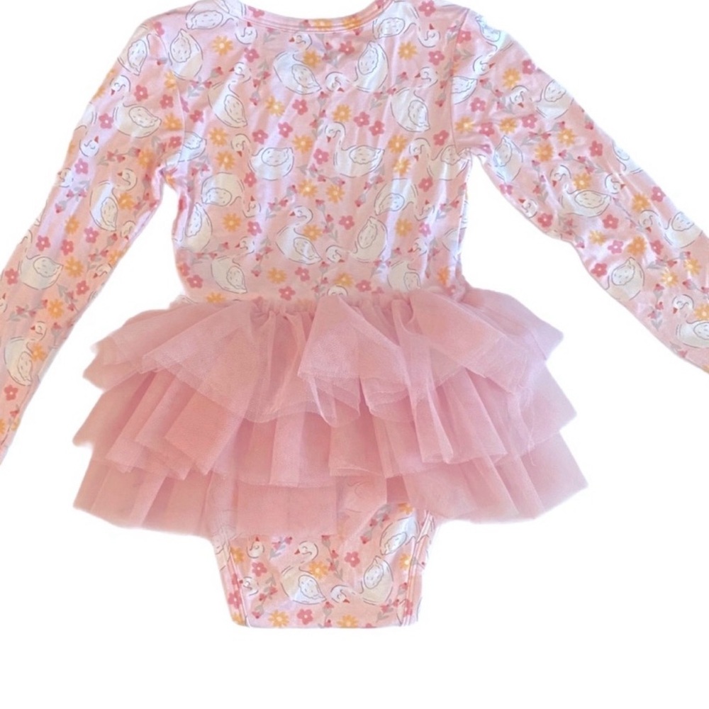 Posh Peanut Pink Tulle Swan Bodysuit Dress - Size 18-24 Months
